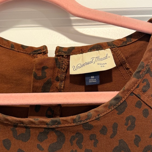 Universal Thread Brown Leopard-Print Puff Sleeve Dress - Picture 3 of 4